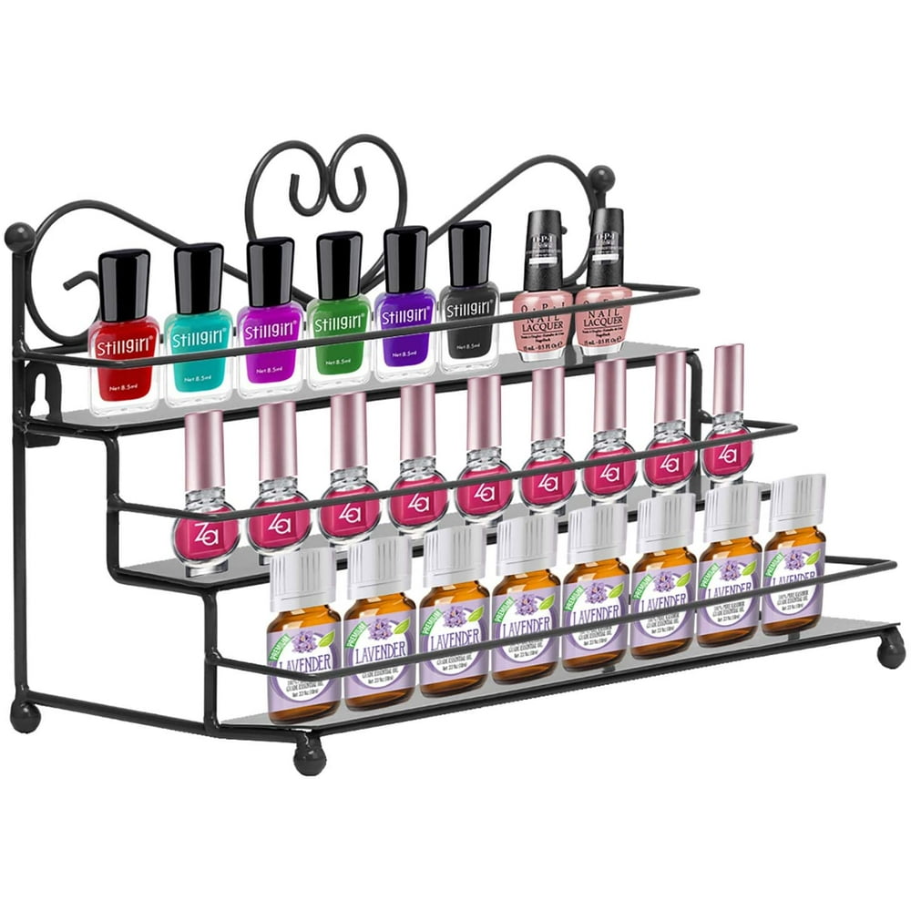 Dazone Mounted 3 Tier Metal Shelf Nail Polish Wall Rack Essential Oils