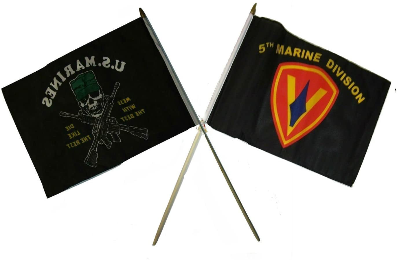 12x18 12"x18" Wholesale Combo USA American & 5th USMC Marine Division Stick Flag 