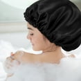 thumbnail image 6 of AOWOO 3 Pcs Satin Silk Hair Bonnet for Sleeping, Extra Large Double-Layer Adjustable Hair Bonnet for Long Short Hair Curly Braids Hair, Hair Bonnets for Woman and Men(Black), 6 of 8