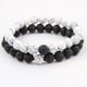 thumbnail image 2 of Xiao Hua Pulsera de cuentas hecha a mano, ideal para hombres y mujeres, con cuentas de piedra volcánica natural (negro y blanco), 2 of 2