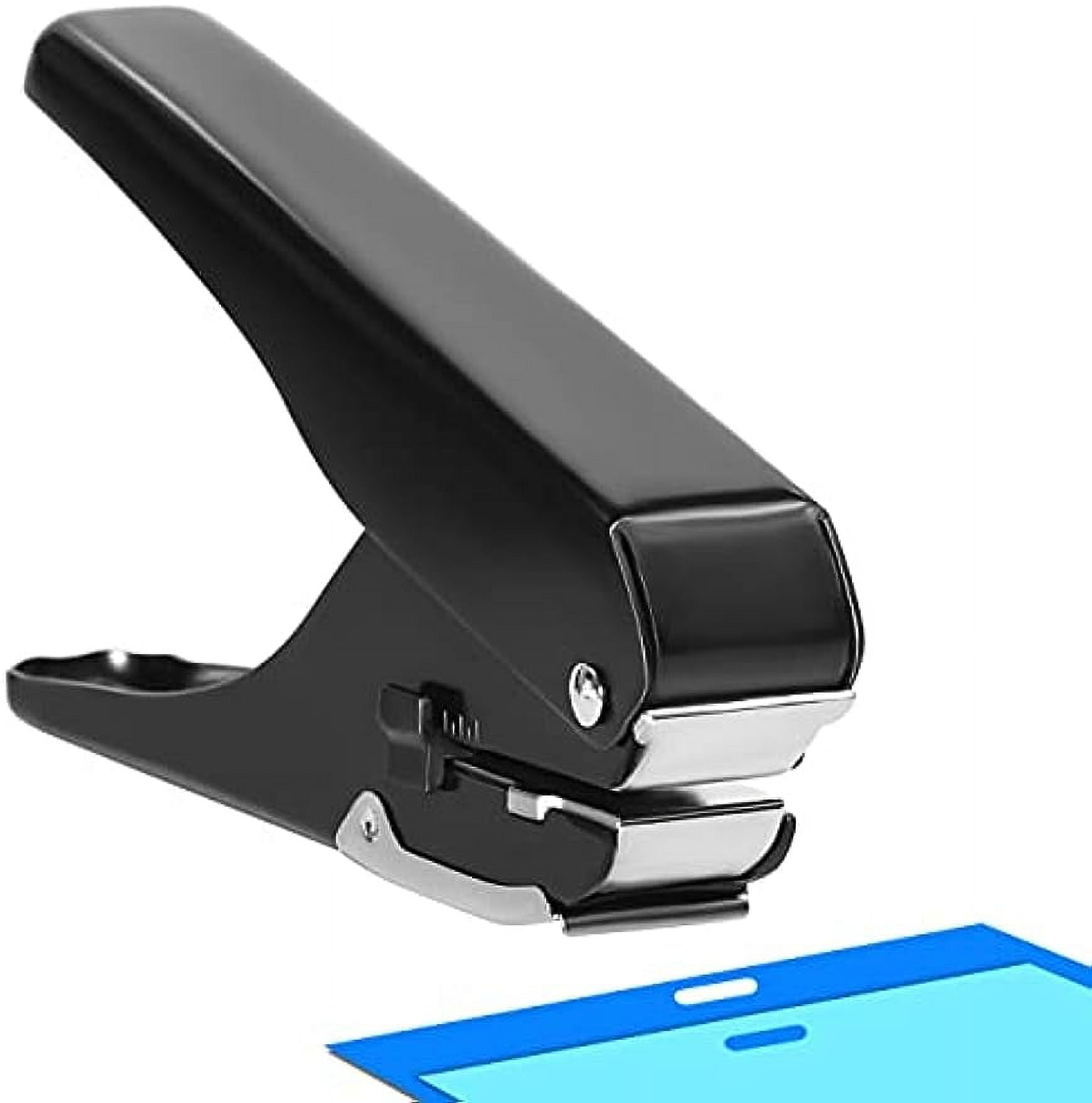 Badge Hole Punch, Upgraded All-Metal Construction Oval Hole Punch, Heavy-Duty Hole Punch for PVC ID Card DIY Crafts Paper Luggage Tag Name Tag Badge Holder(Elliptical Aperture:0.6 x 0.16 inch)