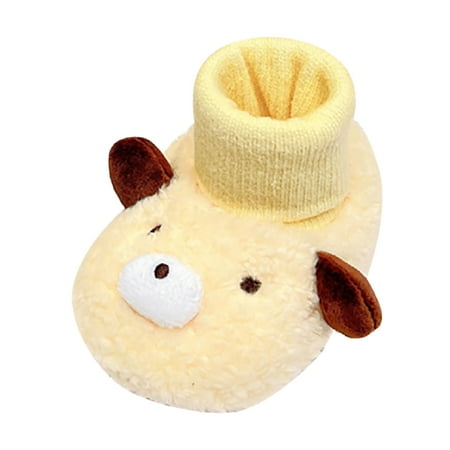 

ZMHEGW Winter Children Baby Toddler Shoes Boys And Girls Floor Socks Shoes Plush Warm And Comfortable Solid Color Cartoon Bear