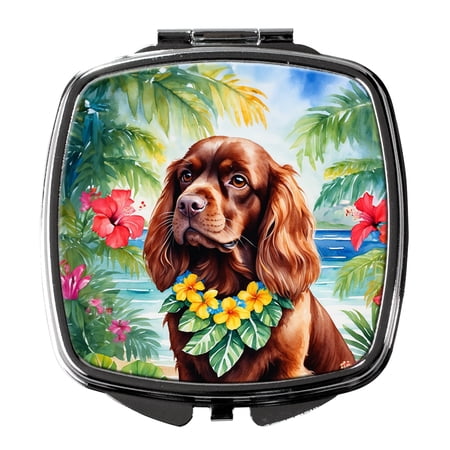 Sussex Spaniel Luau Compact Mirror 2.75 in x 3 in