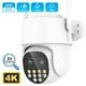 thumbnail image 1 of Cámara IP PTZ de 8MP para exteriores, videocámara de seguridad para el hogar con WiFi, lente Dual de 4MP, Zoom Digital 8X, detección humana IA, seguimiento automático, iCSee, 1 of 3