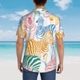 thumbnail image 6 of Goofa Zebra Colourful Hawaiian Shirt for Men, Unisex Summer Beach Casual Short Sleeve Button Down Shirts,Aloha Tropical Floral print shirt-XX-Large, 6 of 9