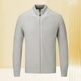 thumbnail image 7 of MELDVDIB Mens Sweater Knit Zip-Up Solid Color Slim Fit Jackets Fall Winter Long Sleeve Stretch Comfy Stand Collar Lounge Outfit White M, 7 of 7