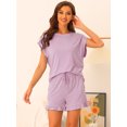 thumbnail image 3 of DARING DIVA Women's Lounge Pajamas Short Sleeve Tops with Shorts Pockets 3XL Pink, 3 of 7