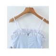 thumbnail image 5 of Spring Summer New Strap Dress Woman Sexy Casual Slim Fungus Edge Ribbon Stripe Stitching Backless Pleated Short Mini Dress-as picture-S, 5 of 5