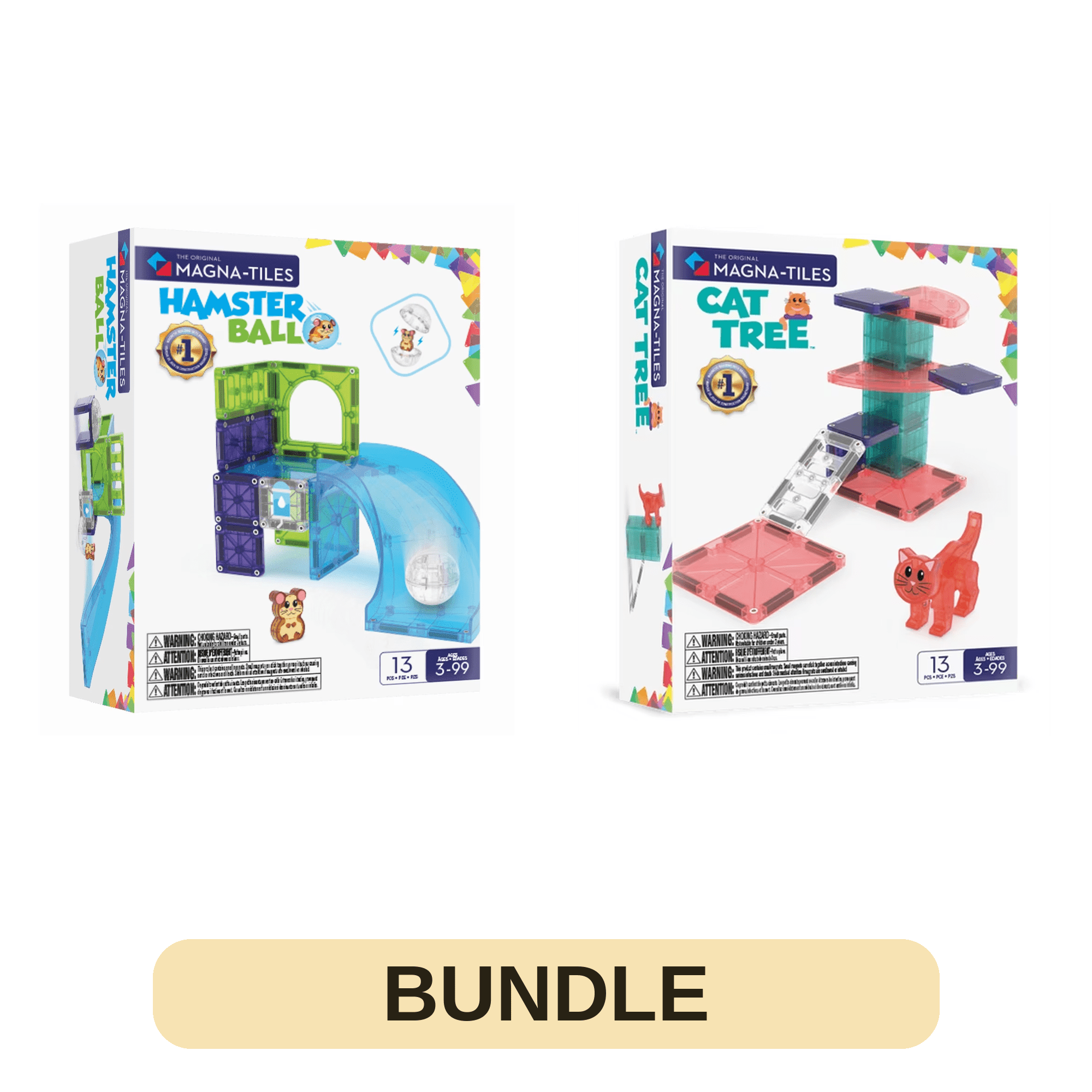 MAGNA-TILES® Hamster Ball and Cat Tree 13-Piece Magnetic Construction Set Bundle