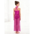 thumbnail image 6 of Yartina Girls Lyrical Dance Jumpsuit Sequin Sleeveless Wide Leg Bodysuit One Piece Figure Skating Outfit Hot Pink 8, 6 of 7