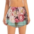 thumbnail image 2 of Rateoe Vintage Typewriter Floral Printed 2 in 1 Women's Workout Shorts for Athletic Gym Running Shorts with Phone Pockets-Large, 2 of 7