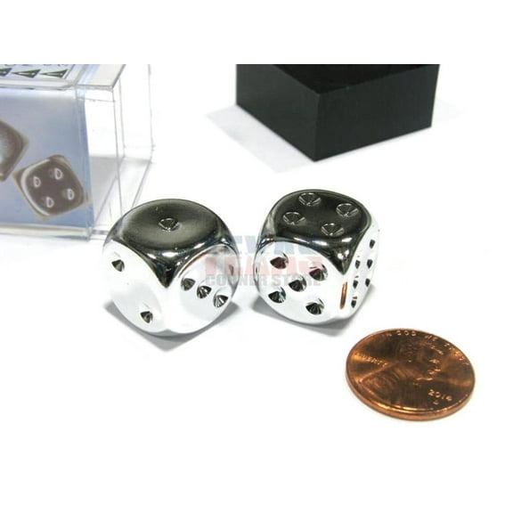 Chessex 29007 Metallic 16mm d6 Dice, Pair, Silver