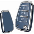 thumbnail image 3 of Key Fob Cover Compatible with Fit for Audi Q3 Q7 R8 A6L TT, Sliver-Edge, 3 Button, Flip Key Fob, Keyless, Key Case, Leather Keychain, Keychain Case Holder Protector,Light Blue-A, 3 of 6