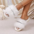 thumbnail image 4 of uublik Indoor Fuzzy Slippers for Women Winter Indoor House Shoes Comfortable Couple Home Footwear, White, 4 of 7