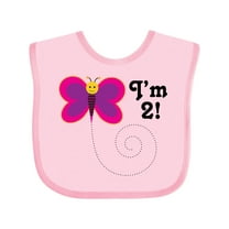 Inktastic 2nd Birthday I'm Two Girls Butterfly Girls Baby Bib