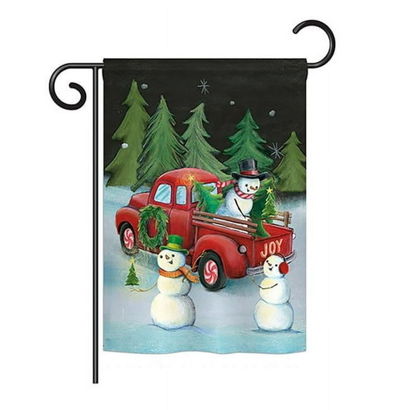 Picking Christmas Tree Winter - Seasonal Christmas Impressions Decorative Vertical Garden Flag - 13 x 18.5 in.