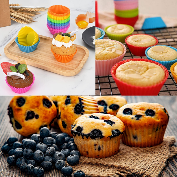 Lot de 9 pièces Moule Muffin en silicone (7cm), sans BPA