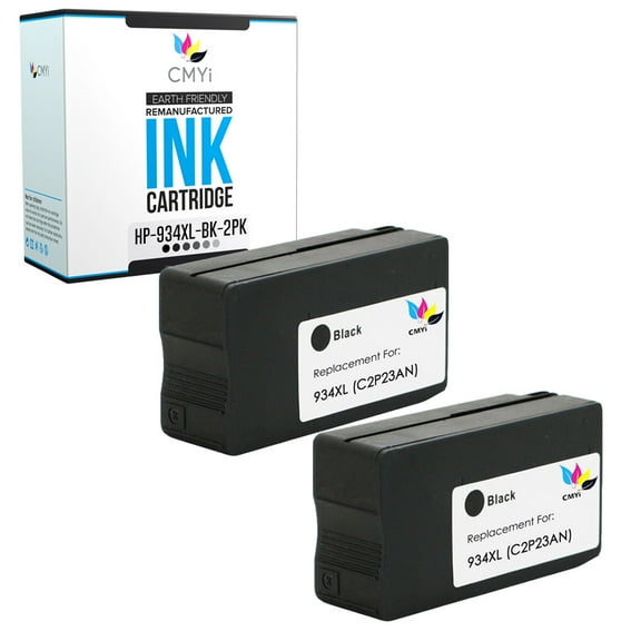 CMYi 934XL Black 2-Pack Ink Cartridges compatible for HP 934XL - OfficeJet 6812, 6815, 6820, 6825, Pro 6220, Pro 6230, Pro 6830, Pro 6830c, and Pro 6835 (2 Black)