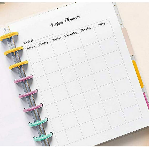 Weekly Lesson Planner Inserts for 7 Disc Planners