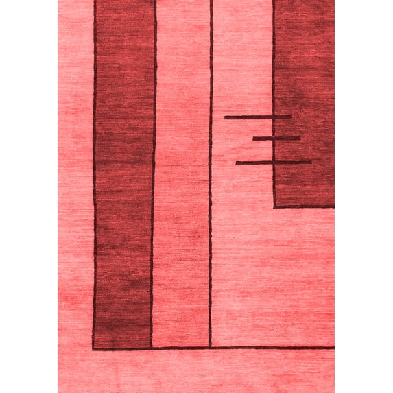 Ahgly Company Machine Washable Indoor Rectangle Abstract Red Modern Area Rugs, 5' x 8'