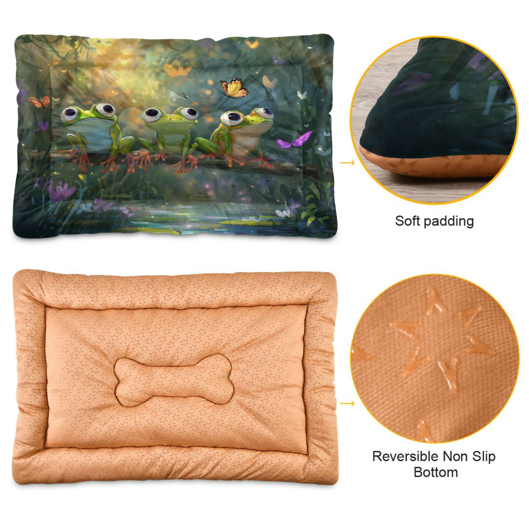 Qxltty Cute Frog Ped Pad Wear-resistant and Hard to Bite Through Sleeping Pad for Small Medium Large Dogs Winter Pet Bed 36×24in