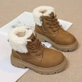 thumbnail image 3 of Snow Boots,Boys Boots Winter Classic Warm Thickened Leather for Children Lined Durable Boots for Outdoor,Chelsea Boot,06 Brown,11.5-12 Years, 3 of 6
