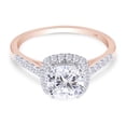 thumbnail image 2 of AFFY 1CT Moissanite Diamond Halo Engagement Ring Cathedral Set in 14K Rose Gold-7, 2 of 6