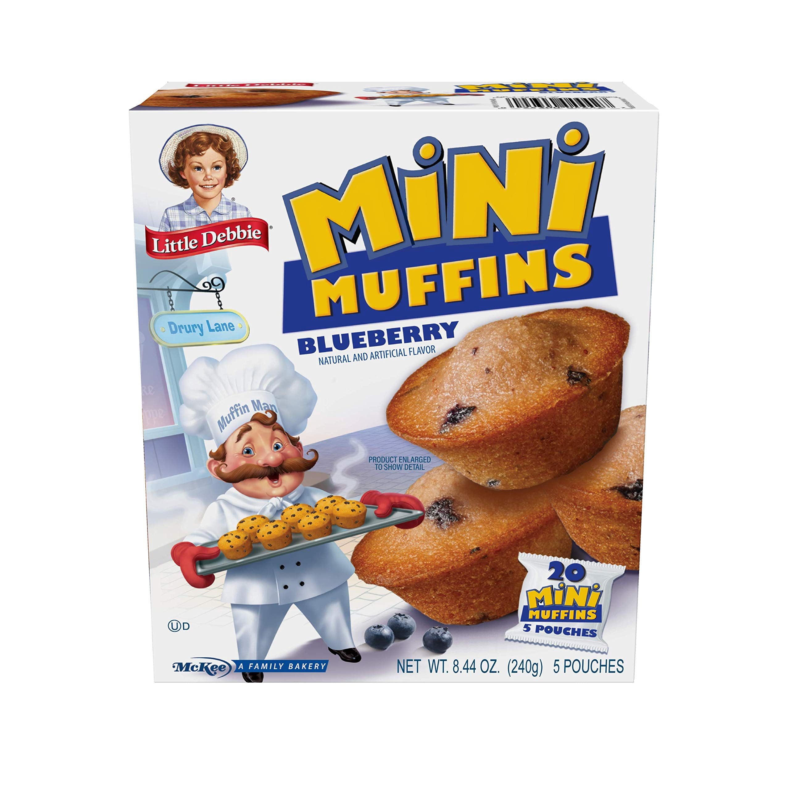 Little Debbie Blueberry Mini Muffins, 20 Travel Pouches Of Bite Size Muffins Baked With Real Blueberries (4 Boxes)