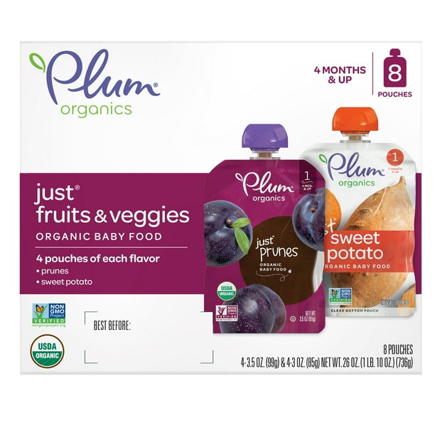 Plum Organics Stage 1 Organic Baby Food Pouches: Variety Pack - 8 Pack