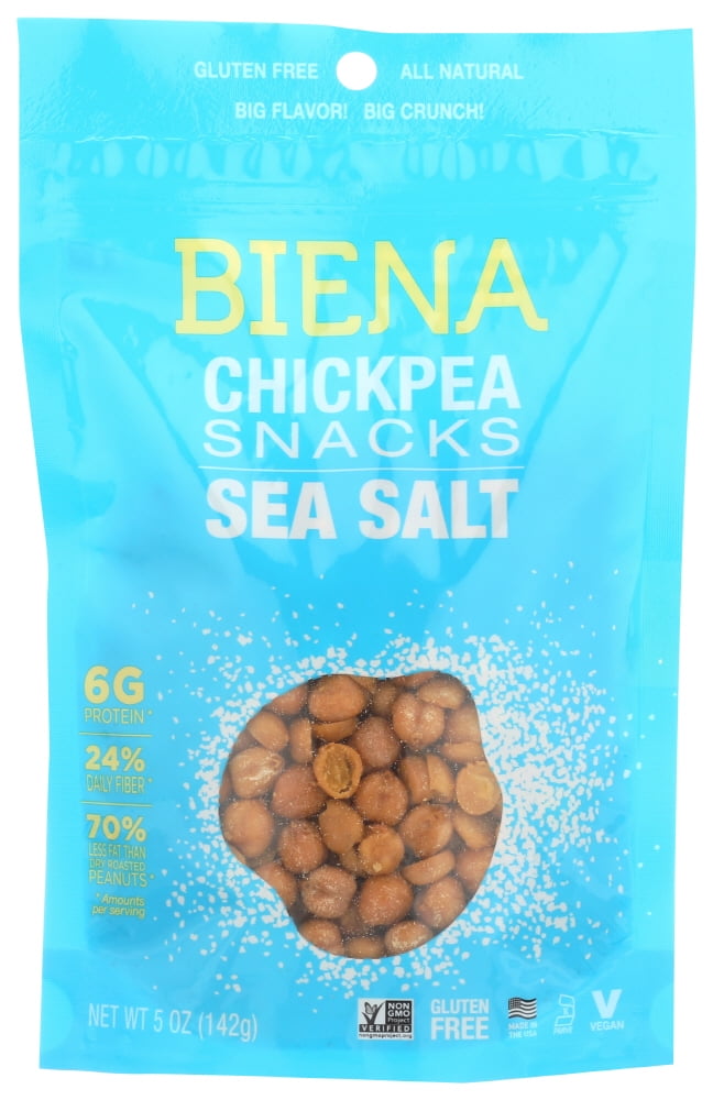 Biena Chickpeas Snacks, Sea Salt, 5 Oz. Bag