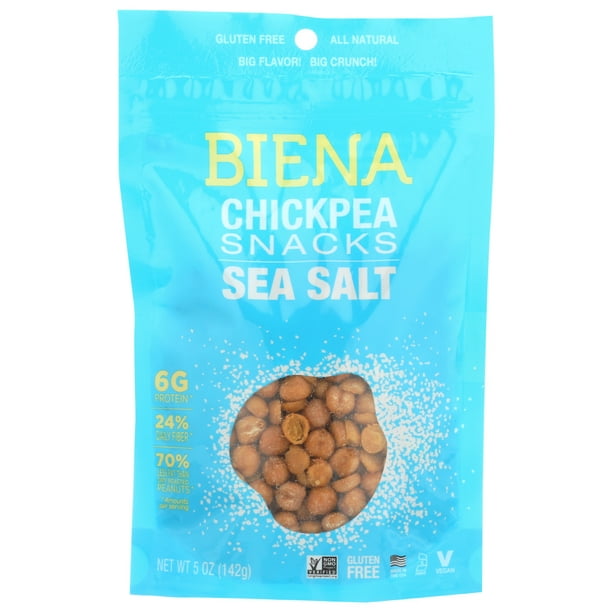 Biena Chickpeas Snacks, Sea Salt, 5 Oz. Bag