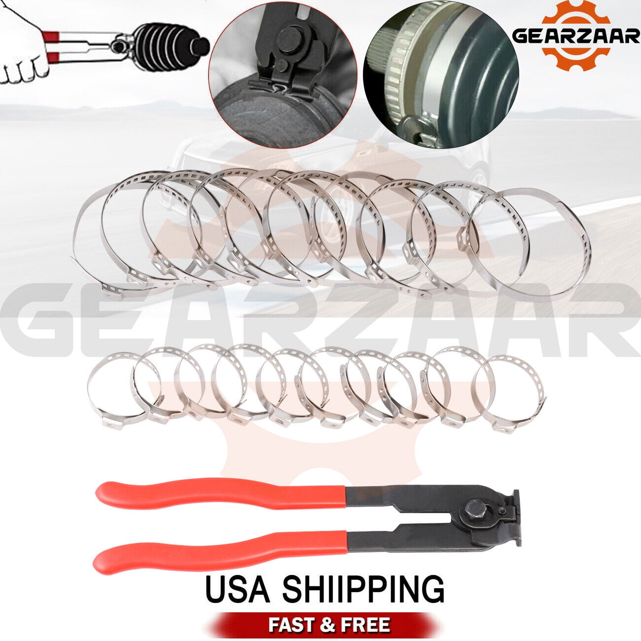 For Auto / ATV CV Joint Axle Boot Clamp Pliers Tool with 20 Crimp Bands