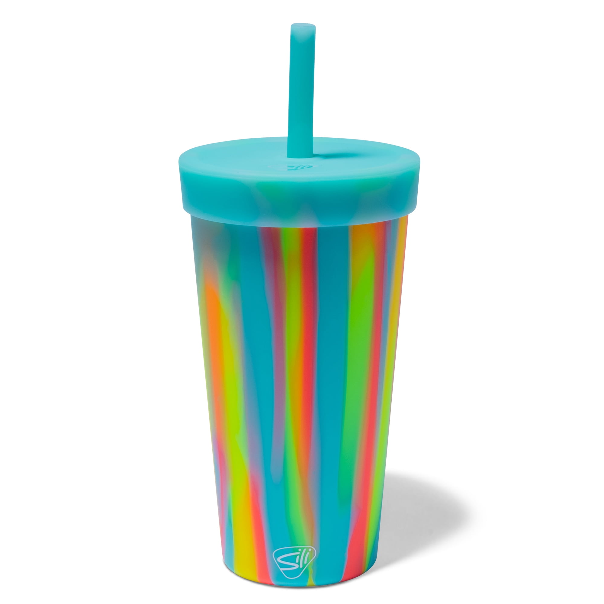 Silipint: Silicone 22oz Straw Tumblers: 2 Pack Sugar Rush - Reusable Unbreakable Cup, Flexible, Hot/Cold, Airtight Lid