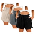 thumbnail image 1 of Hyknon 3PC Shorts for Women Summer Casual Solid Color Comfortable Loose Fitting Workout Shorts Elastic Waist Drawstring Sports Gym Running Shorts with Pockets, 1 of 3
