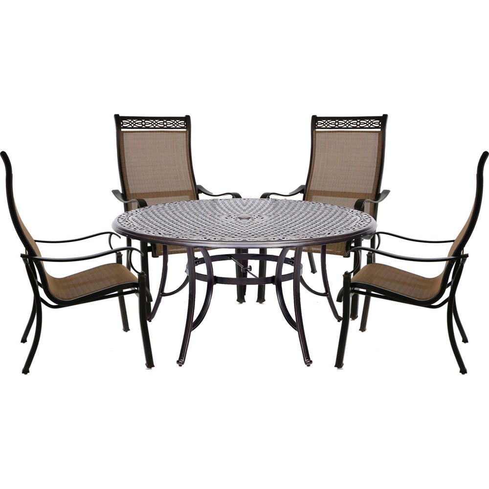 Hanover Manor 5Piece Outdoor Dining Set in Cedar with 60" Round Cast