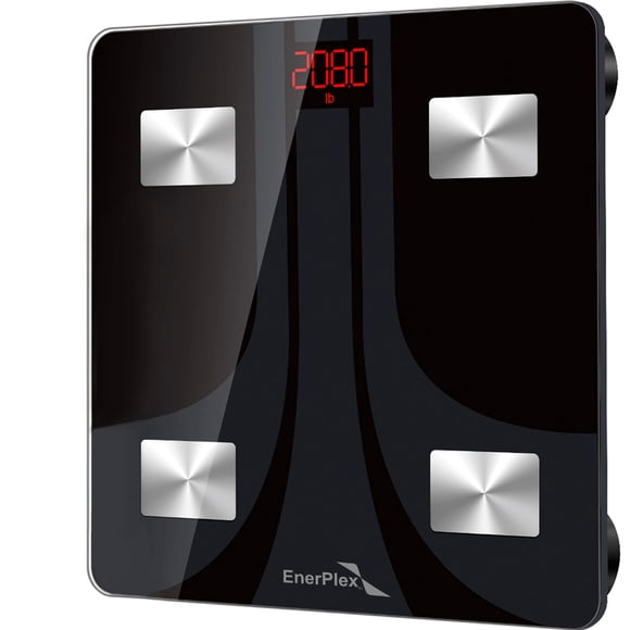 Báscula de grasa corporal EnerPlex Fit 2020 con Bluetooth, báscula digital inteligente para medir la composición corporal, inalámbrica, con aplicación para smartphone, color negro