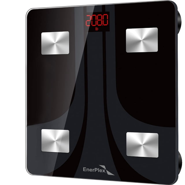 Báscula de grasa corporal EnerPlex Fit 2020 con Bluetooth, báscula digital inteligente para medir la composición corporal, inalámbrica, con aplicación para smartphone, color negro