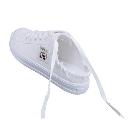 DVKOVI Comfortable Teacher Shoes Canvas Shoes for Women Womens Slip On Sneakers Sneakers Fashion Canvas Shoes for Women Casual Shoes Women Flat Canvas Shoes White 37
