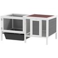 thumbnail image 1 of Grey Wooden Rabbit Hutch with Run - Spacious Guinea Pig Cage, 41.3” x 22.6” - Indoor/Outdoor Pet Home with Pull-Out Tray & Ramp, 1 of 7