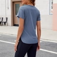 thumbnail image 5 of Women's Casual Basic Spring Summer Short Sleeve Round-Neck Yoga Exercise Solid Color T-Shirt for Women 2026, 5 of 7