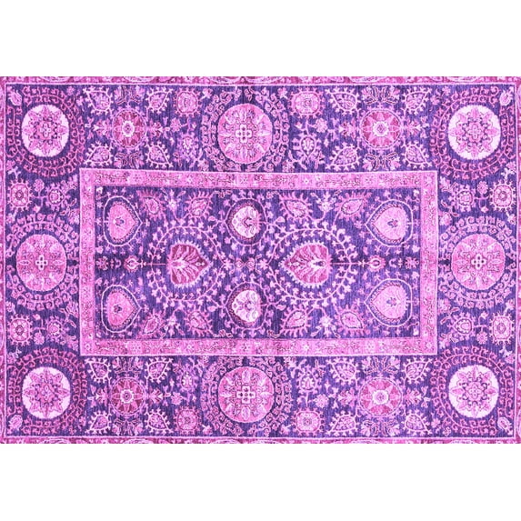 Ahgly Company Indoor Rectangle Oriental Purple Traditional Area Rugs, 6' x 9'