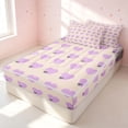 thumbnail image 3 of Erosebridal Kawaii Hearts Zipper Full Size Comforter Sets with Fitted Sheet and 2 Pillowcases, Lovely HeartZipper Bedding Set, Polka Dots Reversible, Lilac Heart, Polka Dots Reversible, 3 of 7