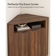 thumbnail image 5 of Fluted Corner Cabinet with Storage, Modern Floor Cabinets with Adjustable Shelf & Metal Legs Wooden Narrow Cabinet Organizer for Living Room Kitchen, Brown, 5 of 13