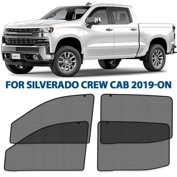 CLIM ART Magnetic Car Window Shades for Chevy Silverado 1500 2019-2026 Crew Cab Custom-Fit Sun Blocker Curtains, Side Window Covers, Essential Car Accessories for Camping, Privacy Protection - MS0248