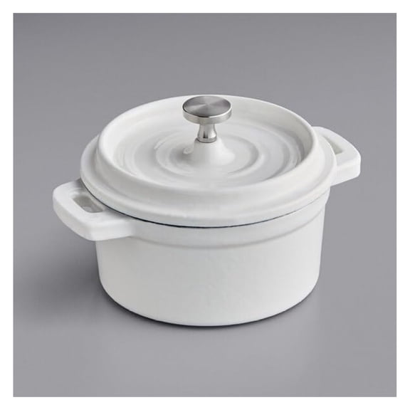 Cast Iron Enameled Cookware (Pot Mini 0.5 Qt., Artic White)