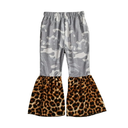 

Baby Girl Pants Clothes Leopard Plaids Flares Pants Trousers Outfit Bell-Bottomed Pants