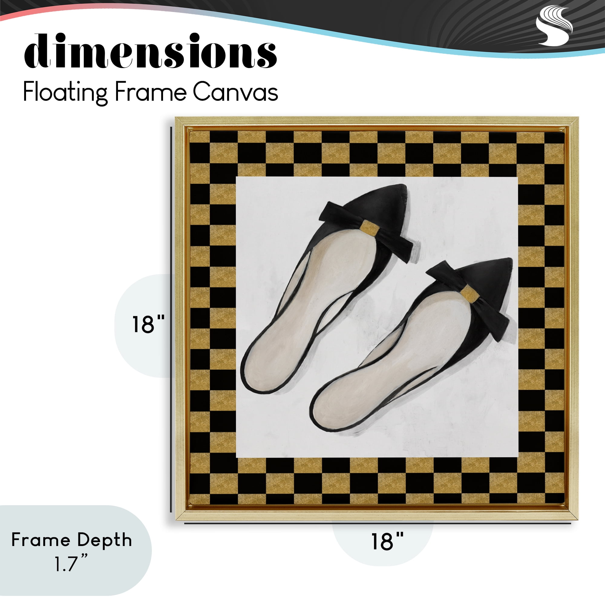 Stupell Industries Sleek Black Sliders Gold Framed Floater Canvas Wall Art, design by Lorenzo Collective