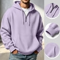 thumbnail image 2 of Resicozy Men's Quarter Zip Pullover Hoodies Half Zip Hoodie Long Sleeve Drawstring Hoodie Casual 1/4-Zip Sweatshirt with Pockets Light Purple 3XL, 2 of 6