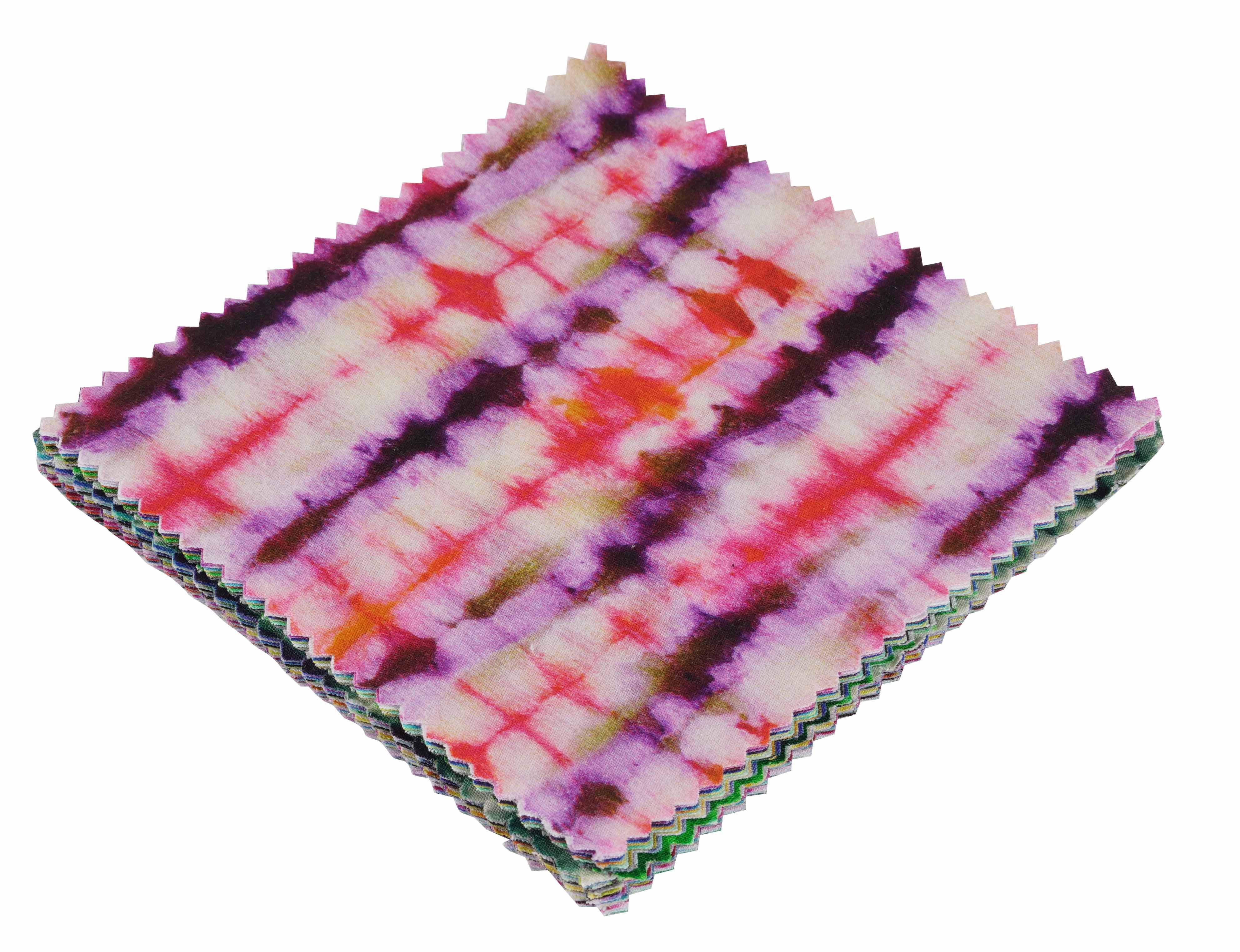 Soimoi Precut 10-inch Tie & Dye Prints Cotton Fabric Bundle Quilting Squares Charm Pack DIY Patchwork Sewing Craft- Multicolor