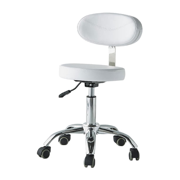 Taburete giratorio, taburete de Bar con respaldo, taburete de salón Simple de cuero PU para , taburete rodante para trabajo de oficina, SPA y Rueda Blanca Negra